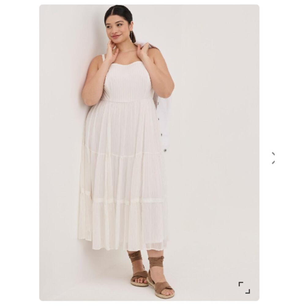 Torrid Dress Womens 3X Maxi Chiffon Tiered Midi Flowy Boho Cottage Minimalist